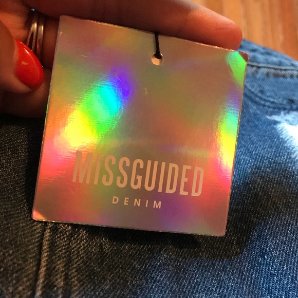 NWT MISSGUIDED Fray Edge Sequin Denim Skirt sz6 - Picture 6 of 7